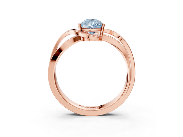 Rose gold Fancy Blue Pear  Solitaire Twisted Band with Prong Setting