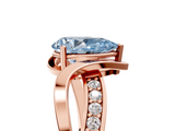 Rose gold Fancy Blue Pear  Solitaire Twisted Band with Prong Setting_8