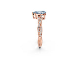 Rose gold Fancy Blue Pear  Solitaire Twisted Pave Diamond Ring with Four-Prong Setting_14