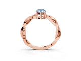 Rose gold Fancy Blue Pear  Solitaire Twisted Pave Diamond Ring with Four-Prong Setting_15