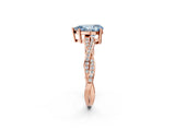 Rose gold Fancy Blue Pear  Solitaire Twisted Pave Diamond Ring with Four-Prong Setting_83