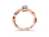 Rose gold Fancy Blue Pear  Solitaire Twisted Pave Diamond Ring with Four-Prong Setting_84