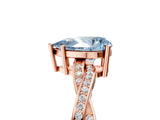 Rose gold Fancy Blue Pear  Solitaire Twisted Pave Diamond Ring with Four-Prong Setting_86