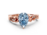 Rose gold Fancy Blue Pear  Solitaire Vine Band with Milgrain Prong Setting_3