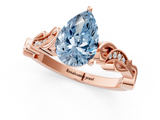 Rose gold Fancy Blue Pear  Solitaire Vine Band with Milgrain Prong Setting_4