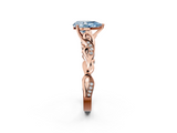 Rose gold Fancy Blue Pear  Solitaire Vine Band with Milgrain Prong Setting_5