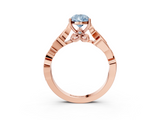 Rose gold Fancy Blue Pear  Solitaire Vine Band with Milgrain Prong Setting_6