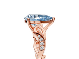 Rose gold Fancy Blue Pear  Solitaire Vine Band with Milgrain Prong Setting_8