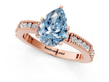 Rose gold Fancy Blue Pear  Solitaire with Pavé Band and Four-Prong Setting_313