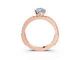 Rose gold Fancy Blue Pear  Solitaire with Pavé Band and Four-Prong Setting_315