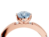 Rose gold Fancy Blue Pear  Solitaire with Pavé Band and Four-Prong Setting_316