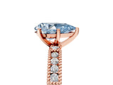 Rose gold Fancy Blue Pear  Solitaire with Pavé Band and Four-Prong Setting_317