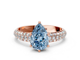 Rose gold Fancy Blue Pear  Solitaire with Pave Band and Four-Prong Setting_3