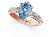 Rose gold Fancy Blue Pear  Solitaire with Pave Band and Four-Prong Setting_4