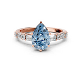 Rose gold Fancy Blue Pear  Solitaire with Side Baguettes and Channel Set Band_79