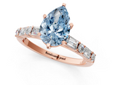 Rose gold Fancy Blue Pear  Solitaire with Side Baguettes and Channel Set Band_80