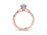 Rose gold Fancy Blue Pear  Solitaire with Side Baguettes and Channel Set Band_82