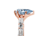 Rose gold Fancy Blue Pear  Solitaire with Side Baguettes and Channel Set Band_84