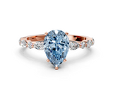 Rose gold Fancy Blue Pear  Solitaire with Side Stones on a Pavé Band and Four-Prong Setting_23