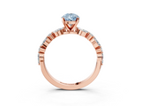 Rose gold Fancy Blue Pear  Solitaire with Side Stones on a Pavé Band and Four-Prong Setting_26