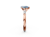 Rose gold Fancy Blue Pear  Solitaire with Tapered Baguette Side Stones on a Classic Band with Four-Prong Setting_72