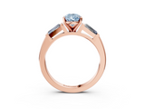 Rose gold Fancy Blue Pear  Solitaire with Tapered Baguette Side Stones on a Classic Band with Four-Prong Setting_73