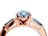 Rose gold Fancy Blue Pear  Solitaire with Tapered Baguette Side Stones on a Classic Band with Four-Prong Setting_74