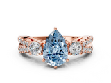 Rose gold Fancy Blue Pear  Three-Stone Diamond Ring with Pavé Split Shank and Four-Prong Setting_67