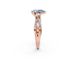 Rose gold Fancy Blue Pear  Three-Stone Diamond Ring with Pavé Split Shank and Four-Prong Setting_69
