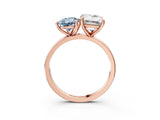 Rose gold Fancy Blue Pear  and Emerald Cut Toi Moi Ring with Prong Setting_66