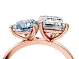 Rose gold Fancy Blue Pear  and Emerald Cut Toi Moi Ring with Prong Setting_67