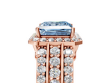 Rose gold Fancy Blue Princess -Cut Halo Diamond Ring with Split Shank and Four-Prong Setting_77