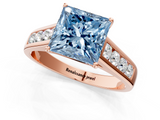 Rose gold Fancy Blue Princess  Brilliant Channel-Set Solitaire Ring with Four-Prong Setting_21