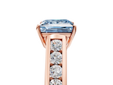 Rose gold Fancy Blue Princess  Brilliant Channel-Set Solitaire Ring with Four-Prong Setting_25