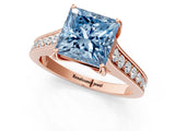 Rose gold Fancy Blue Princess  Brilliant Cut Diamond Engagement Ring with Pavé Band and Four-Prong Setting_49
