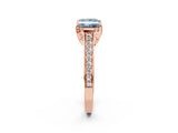 Rose gold Fancy Blue Princess  Brilliant Cut Diamond Engagement Ring with Pavé Band and Four-Prong Setting_50
