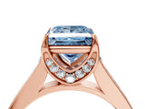 Rose gold Fancy Blue Princess  Brilliant Cut Diamond Engagement Ring with Pavé Band and Four-Prong Setting_52