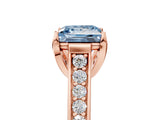 Rose gold Fancy Blue Princess  Brilliant Cut Diamond Engagement Ring with Pavé Band and Four-Prong Setting_53