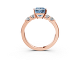 Rose gold Fancy Blue Princess  Brilliant Cut Diamond Five-Stone Prong Set Engagement Ring with Channel Band_6
