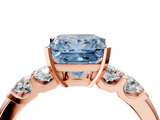 Rose gold Fancy Blue Princess  Brilliant Cut Diamond Five-Stone Prong Set Engagement Ring with Channel Band_7