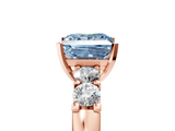 Rose gold Fancy Blue Princess  Brilliant Cut Diamond Five-Stone Prong Set Engagement Ring with Channel Band_8