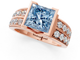Rose gold Fancy Blue Princess  Brilliant Diamond Channel Set Wide Band Ring with Bezel Setting_20