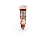Rose gold Fancy Blue Princess  Brilliant Diamond Channel Set Wide Band Ring with Bezel Setting_21