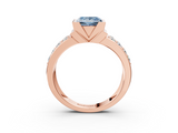 Rose gold Fancy Blue Princess  Brilliant Diamond Channel Set Wide Band Ring with Bezel Setting_22