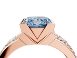 Rose gold Fancy Blue Princess  Brilliant Diamond Channel Set Wide Band Ring with Bezel Setting_23