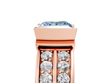 Rose gold Fancy Blue Princess  Brilliant Diamond Channel Set Wide Band Ring with Bezel Setting_24