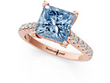 Rose gold Fancy Blue Princess  Brilliant Diamond Solitaire with Pavé Band and Four-Prong Setting 2