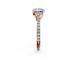 Rose gold Fancy Blue Princess  Brilliant Diamond Solitaire with Pavé Band and Four-Prong Setting 3