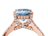 Rose gold Fancy Blue Princess  Brilliant Diamond Solitaire with Pavé Band and Four-Prong Setting 5