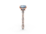 Rose gold Fancy Blue Princess  Brilliant Pavé Band Solitaire with Four-Prong Setting_43